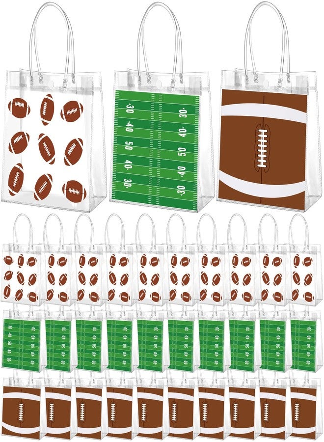 Resholder 30 Pcs Football Clear PVC Gift Bags Bulk 3 Styles Rugby Themed Snack Goodie Bags with Handle for Sport Theme Party Favor, Game Day, Football Birthday Party Supplies, 8 x 8 x 3.15 Inch - Image 1
